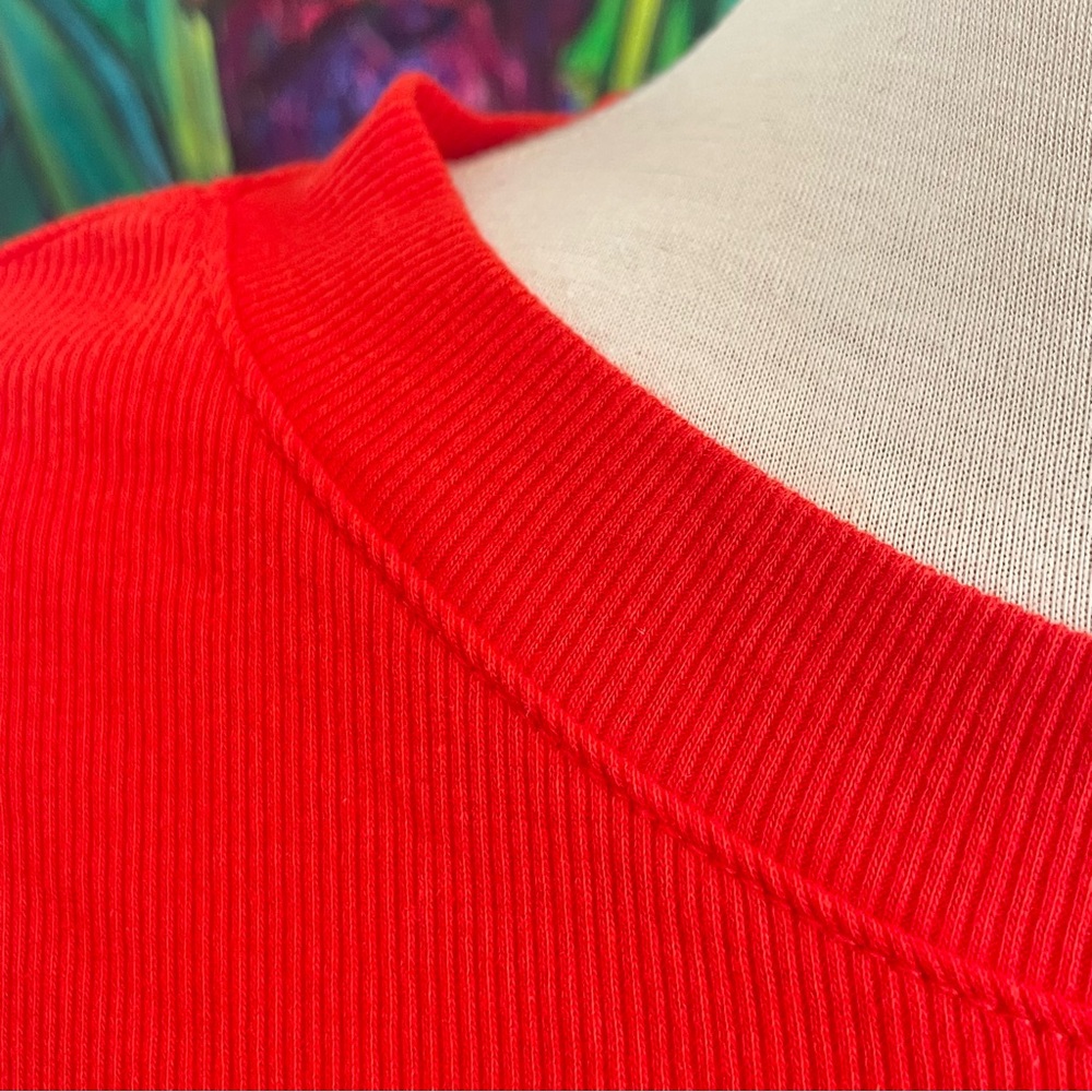 $10 SALE Bright Red Short Sleeve Ribbed Tee Casual Top Round Neck A New Day - Picture 4 of 7
